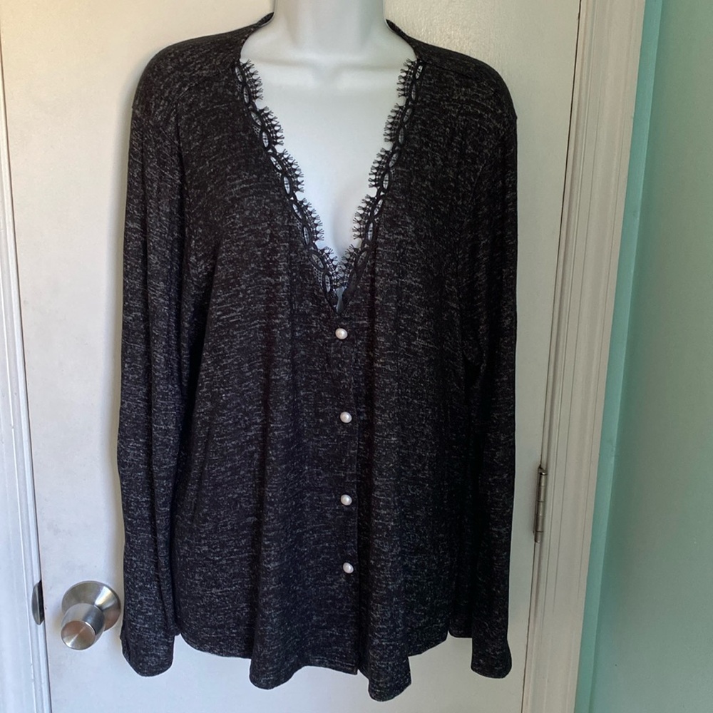 Stitch Fix Bobeau cozy pearl button cardigan raven black mix
